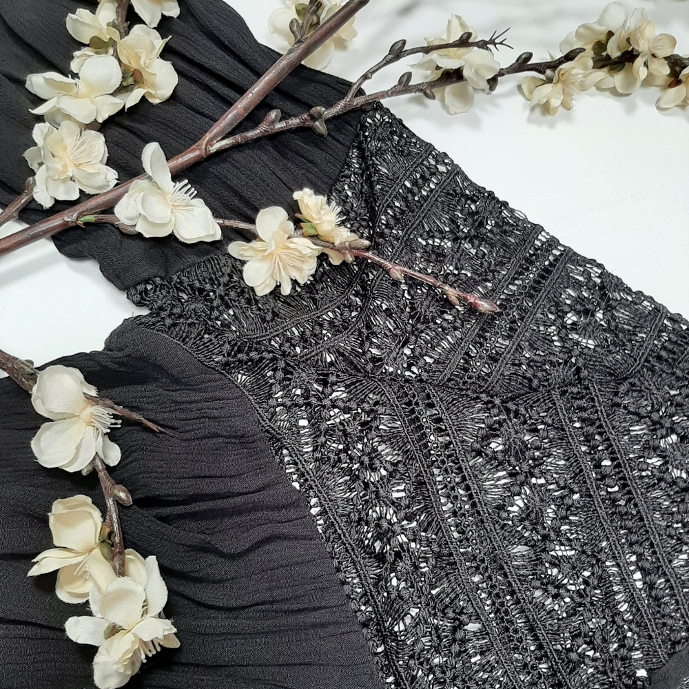 Zara Basic Collection Black Sheer Embroidered Sli… - image 6